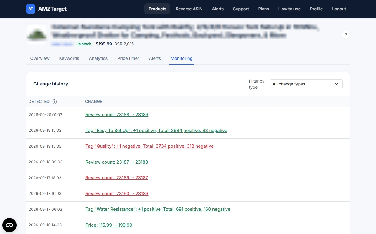 Amazon listing changes: catch new titles, prices, and images in time