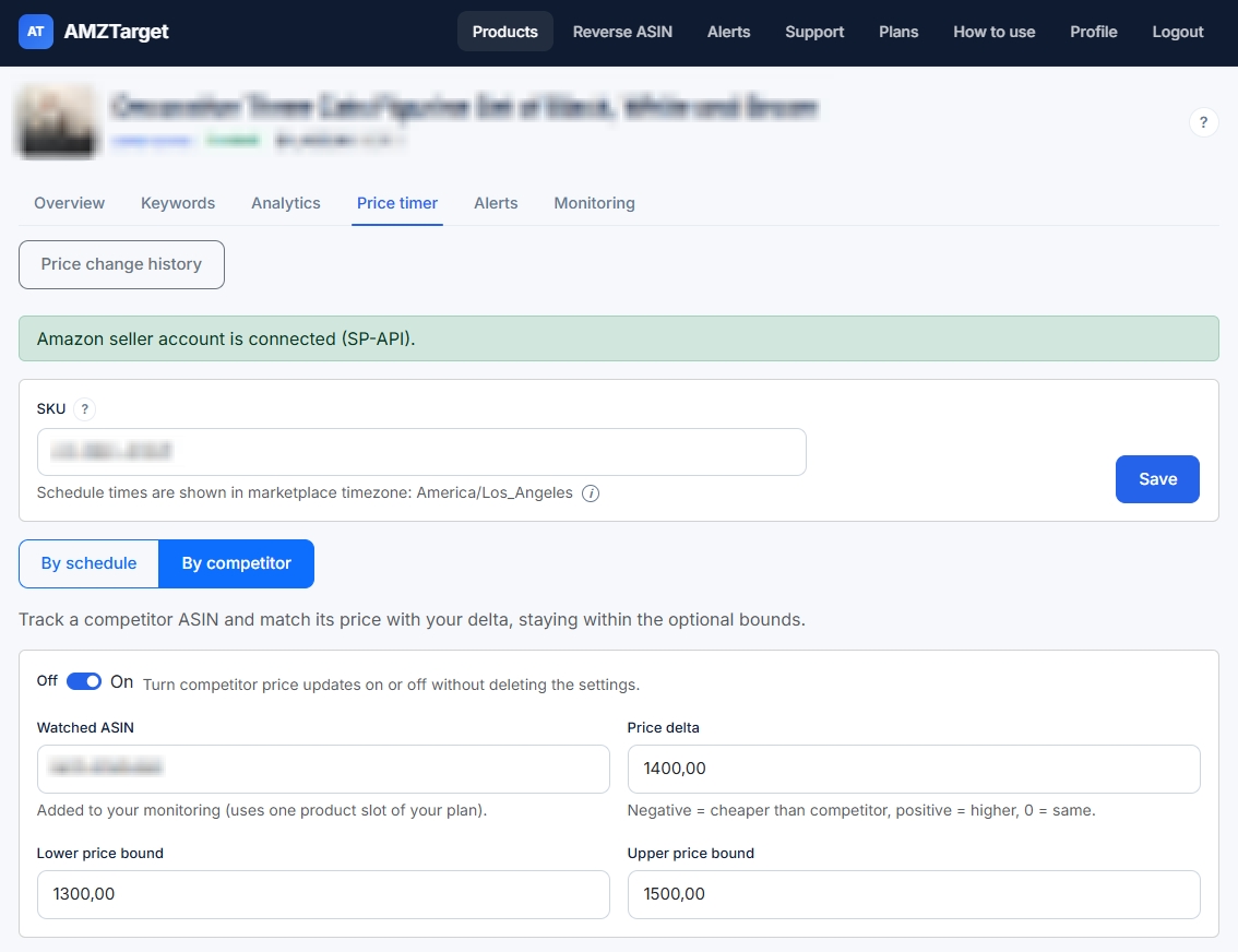 Connect Amazon in Price timer 2
