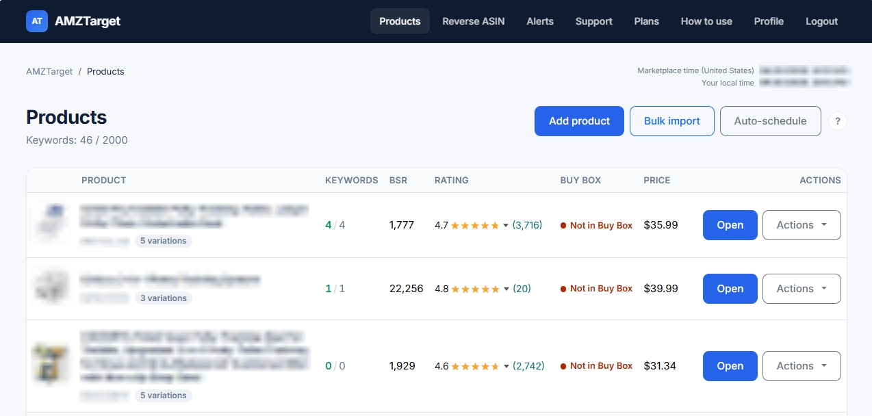Product list and add button